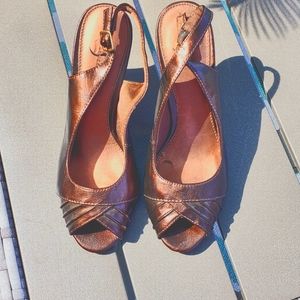 Comfortable, bronze, 3" sling back Life Stride heels